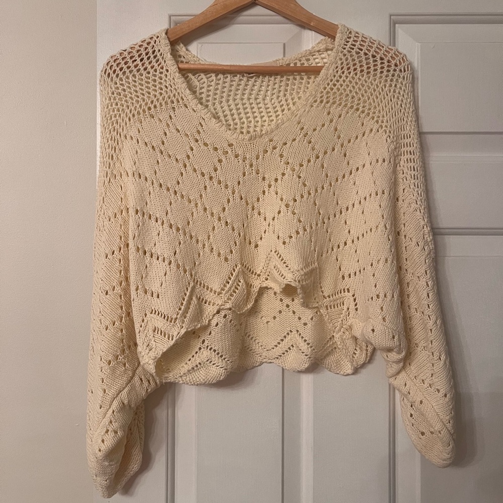 Urban Outfitters Cream Knit Cropped Sweater
